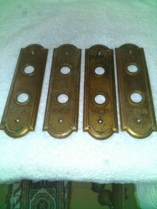 4 Antique Bronze Elevator Up - Down Pushbutton Wall Plates