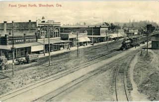 Old Woodburn Or Oregon Ore Front Street North Marion County Postcard