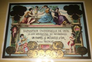 The Paris Exposition Universelle Of 1878 Jury Of Golden Award Mr.  Partag Tobacco