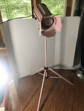 Vintage Mid Century Pink Adjustable Tripod Floor Lamp