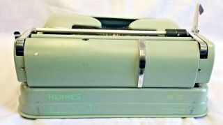 Vintage 1950s - 60s Hermes 3000 Portable Typewriter w/ Case Seafoam 6