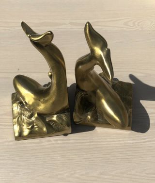 Pm Craftsman Florida Heavy Brass Whale Bookends