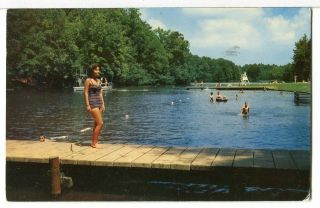 1963 - Swimming Pool,  Paris Mountain State Park,  Near Greenville Sc Postcard