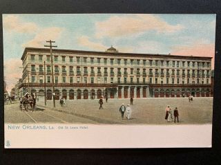 Postcard Orleans La - C1900s Old St Louis Hotel On Royal Street