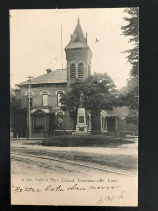 Antique Postcard C1906 Enfield High School Thompsonville,  Ct (21263)