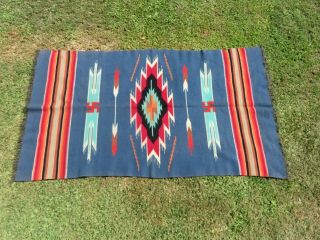 Vintage Chimayo Native American Whirling Log Wool Blanket Throw 80 " X 47 "