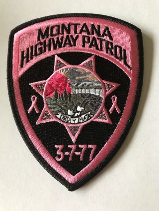 Pink Mt Montana State Highway Patrol Cancer Awareness Police Patch