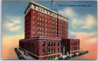 Providence Rhode Island Postcard Ymca Building Berger Bros.  Linen 1940s