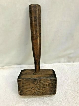 Antique Wooden Mallet • Woodworking Hammer • Primitive Carpenter Tool - - Maul