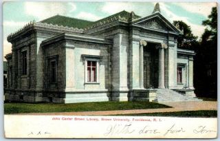 Providence Ri Postcard " John Carter Brown Library,  Brown University " 1907 Cancel