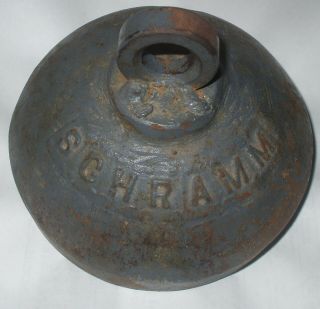 Vintage " Schramm " Half Cannonball Cast Iron Weight - - Duck Decoy End Line?