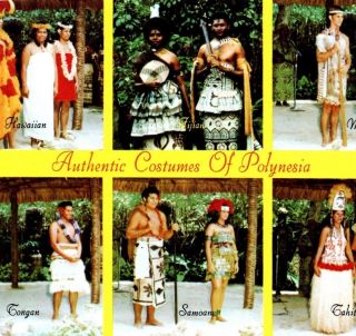 Collage Native Polynesian Costumes Cultural Center Laie Oahu Hi Vintage Postcard