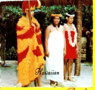 Collage native Polynesian costumes Cultural Center Laie Oahu HI Vintage Postcard 3