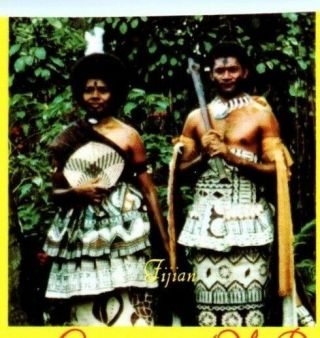 Collage native Polynesian costumes Cultural Center Laie Oahu HI Vintage Postcard 4