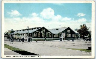 Newport,  Ri Postcard " Naval Training Station " Ymca Building Street View C1910s