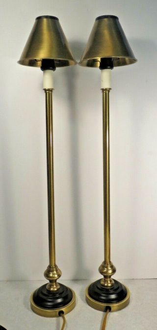 Pair FREDERICK COOPER Brass Buffet Table LAMPS Candlestick style vintage 2