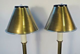 Pair FREDERICK COOPER Brass Buffet Table LAMPS Candlestick style vintage 3