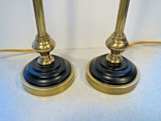 Pair FREDERICK COOPER Brass Buffet Table LAMPS Candlestick style vintage 4