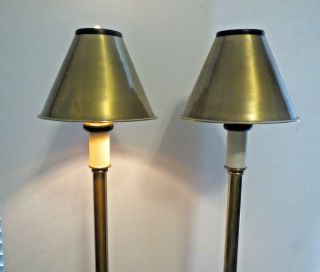 Pair FREDERICK COOPER Brass Buffet Table LAMPS Candlestick style vintage 8
