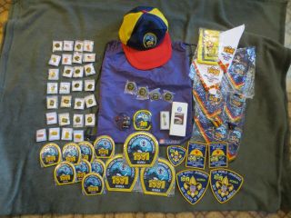 61 Items Boy Scout 17th World Jamboree 1991 South Korea: Patches,  Neckerchiefs,