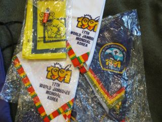 61 Items Boy Scout 17th World Jamboree 1991 South Korea: Patches,  Neckerchiefs, 7