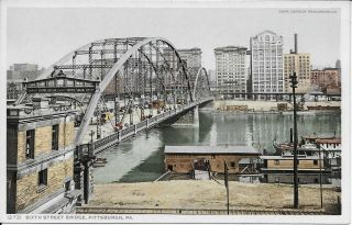 Sixth Street Bridge,  Pittsburgh Pa Vintage Postcard 12731 Detroit Pub