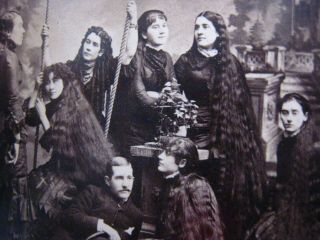 1880s Cdv Carte De Visite " Seven Sutherland Sisters .  Barnum & Bailey,  Hairy