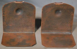 Antique Arts Crafts Albert Berry Hammered Copper Bookends Seattle Washington OLD 5