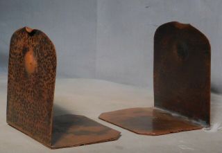 Antique Arts Crafts Albert Berry Hammered Copper Bookends Seattle Washington OLD 6