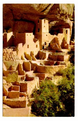 Cliff Palace Mesa Verde National Park Postcard Colorado Vintage 1966 Postmark