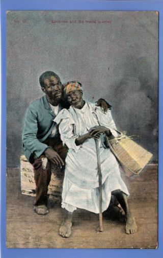 1912 Black Couple In Love Jamaica Vintage Postcard