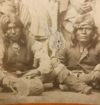Cabinet Photo of Pueblo Indian War Dancers Las Vegas Mexico w Fur Trader 3