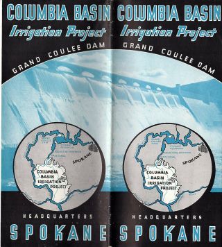 Grand Coulee Dam Vintage Brochure Panoramic Perspective Map Spokane Wa Scarce