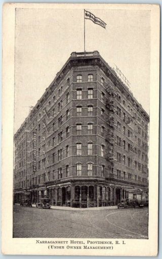 1910s Providence Rhode Island Postcard Narragansett Hotel Street View