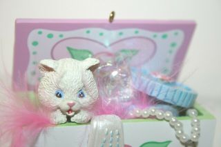 Carlton Cards Ornament - Daughter - Pink - Jewelry Box - White Cat Kitten - 2003