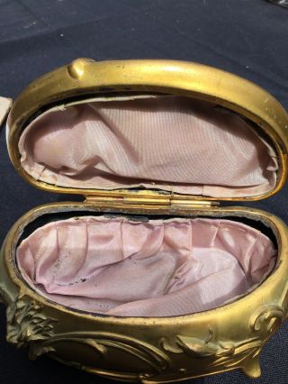 Antique Gilt Casket Jewelry Box By W.  B.  MFG Co.  With Lining 7