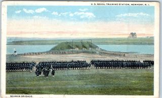 Newport,  Rhode Island Postcard Us Naval Training Station Cadets Formation C1910s