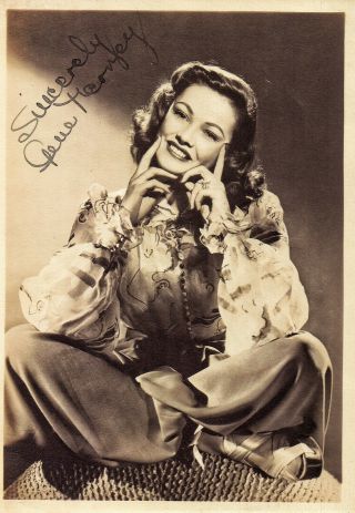 Vintage 1940s Photo Of Hollywood Movie Actress Gene Tierney Autograph Signature