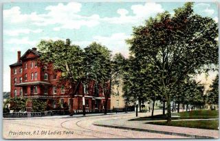 Providence Rhode Island Postcard " Old Ladies Home " Street View Leighton C1910s
