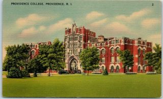 Providence Rhode Island Postcard Providence College Main Building Linen 1940s