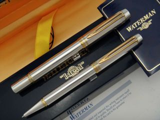 Waterman Man 100 Smooth Satin Solid Sterling Silver Fountain Pen & Ballpoint Pen