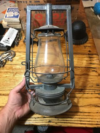 Rare Antique Dietz Crystal Lantern Kerosene Barn Lamp Glass Tank
