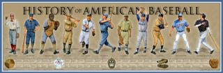 History Of American Baseball Poster 11/3/4 " X 36 "