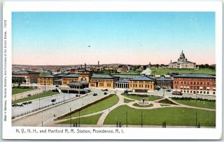 Providence Ri Postcard " Nynh & Hartford R.  R.  Station " Railroad Train Depot 1906