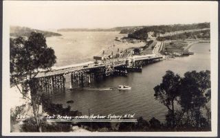 Spit Bridge,  Middle Harbour,  Sydney,  Nsw.  Vintage Real Photo Postcard.  Post