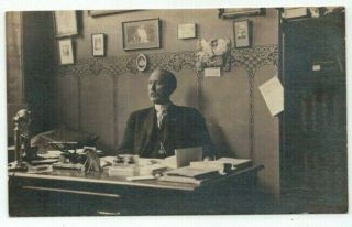 Ia Clinton Iowa Antique Real Photo Rppc Post Card " Dr.  H.  " (in His Other Office)