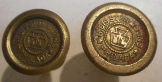 L2819 - 2 Vintage 1896 - 1917 Disston Brass Saw Medallions - 1 " & 13/16 "