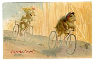 Postcard Easter Chicks On Bicycles T.  S.  N.  Series 696