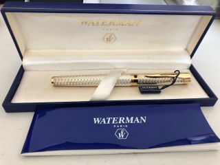 Waterman Etalon Sterling Silver Fountain Pen 18k Gold Solid