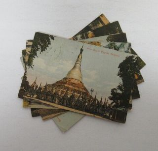 (5) Early Rangoon Yangon Myanmar Burma Foreign Postcards Stamps Cancels Wz7133